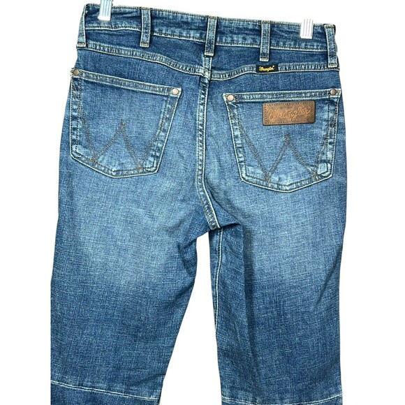 Wrangler Jeans Size 26x34 Blue Trumpet‎ Bell Bottoms Flare Bareback Hip Hop Boho - Picture 8 of 11